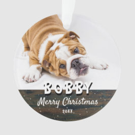 ラスティックウッド クリスマス イヌ 子犬 ペット 写真 オーナメント