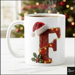 ラスティックウッド クリスマス 文字 F ストリングライト コーヒーマグカップ