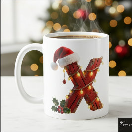 ラスティックウッド クリスマス 文字 X ストリングライト コーヒーマグカップ