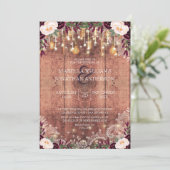 ラスティックウッド＆ストリングライトの花の結婚式 招待状 (スタンド正面)