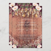ラスティックウッド＆ストリングライトの花の結婚式 招待状 (正面/裏面)