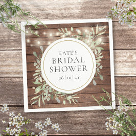 ラスティックウッド ストリング ライト グリーンナー ブライズシャワー スタンダードカクテルナプキン