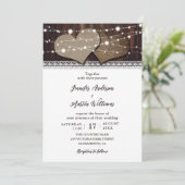 ラスティックウッド バルーン ハート ストリング ライト ウェディング 招待状 (スタンド正面)