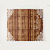 ラスティックウッド&ホワイトレース ブライダルシャワー写真 タペストリー (正面(横))