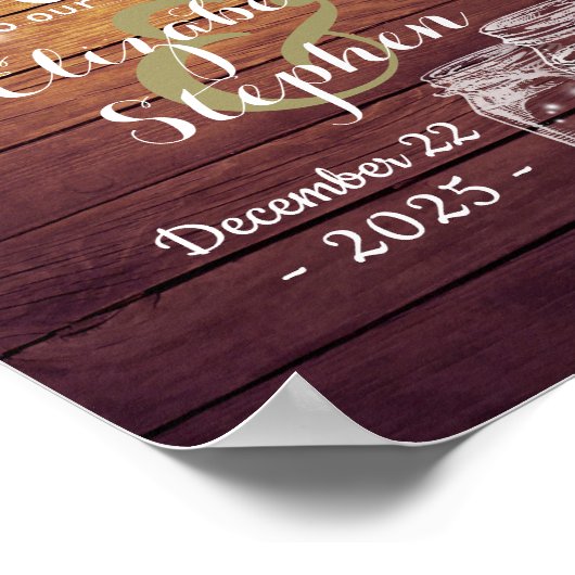 ラスティックウッド メイソンジャー ストリングライト ウェディングウェルカム ポスター (角)