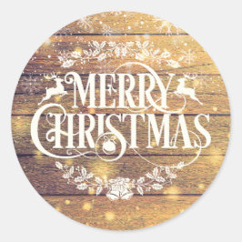 ラスティックウッド メリークリスマス スノーフレーク ラウンドシール