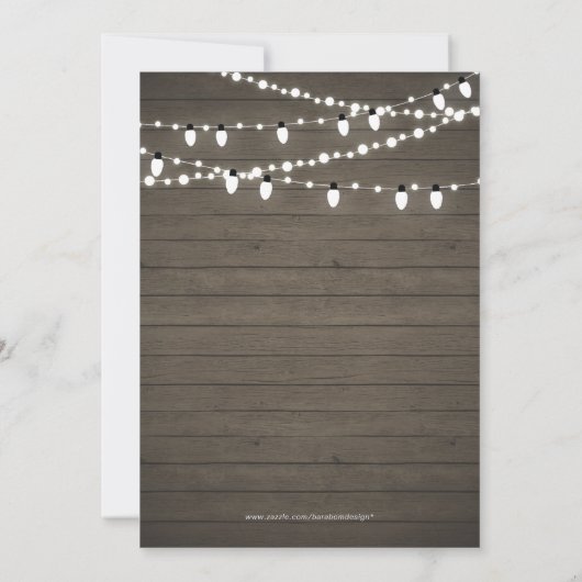 ラスティックウッド＆ライトの結婚記念日パーティー 招待状 (裏面)