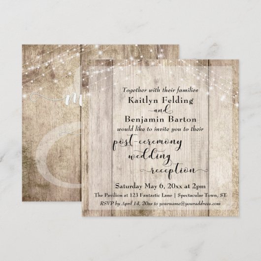 ラスティックウッド ライト ポスト セレモニー ウェディング レセプション 招待状 (正面/裏面)
