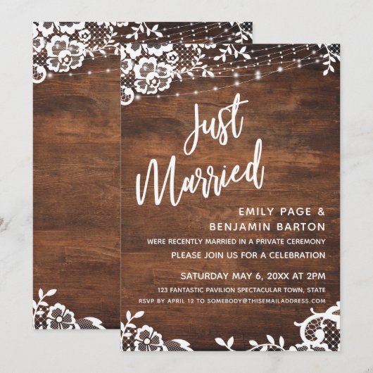 ラスティックウッド・ライト＆レース　ジャストマリッジイベント 招待状 (正面/裏面)