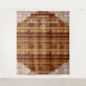 ラスティックウッド＆レース バット・ミッツヴァー フォト背景 タペストリー (正面)