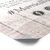 ラスティックウッド ロマンティック ローズ ウェディング ハッシュタグ フォト ポスター (角)