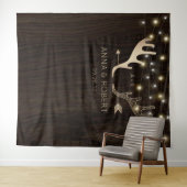 ラスティックウッド ローズゴールド アントラー アロー ウェディング タペストリー (インサイチュ(横))