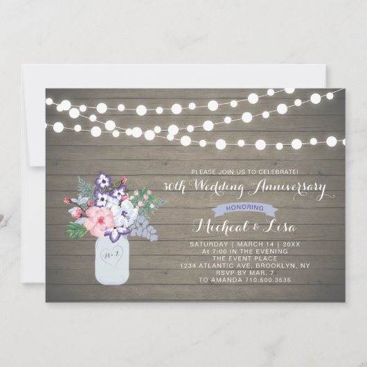 ラスティックウッド 30周年 結婚記念日 招待状 (正面)