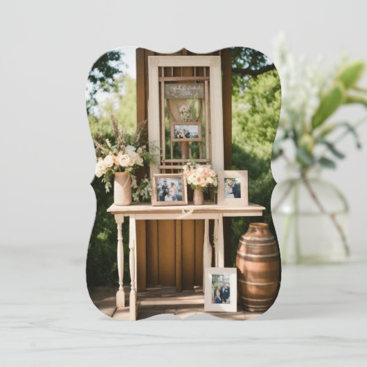 ラスティックエレガンス： ウルン付きのウェディングシグネチャーテーブル (スタンド正面)