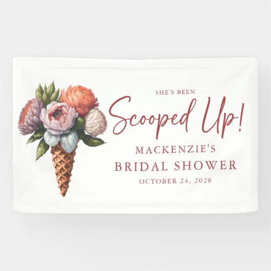 ラスティックエレガントボヘミアンスタイルのアイスクリーム ブライダルシャワー 横断幕 (横)