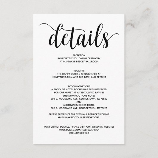 ラスティックエレガント ウェディング詳細 封入カード エンクロージャーカード (正面)