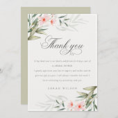 ラスティックエレガント ブルッシュ グリーンフローラル ブライダルシャワー サンキューカード (正面/裏面)