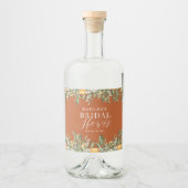 ラスティックオレンジシトラスボタニカルブライダルシャワーパーティー リキュールボトルラベル (正面)