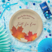 ラスティックオレンジ秋の恋の葉 オータムウェディング ペーパープレート (パーティー)