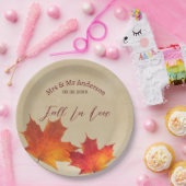ラスティックオレンジ秋の恋人たちの葉 秋のウェディング ペーパープレート (パーティー)