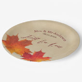 ラスティックオレンジ秋の愛の葉 オータムウェディング ペーパープレート (アングル)