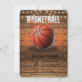 ラスティックオレンジ バスケットボール ベイビーシャワー 招待状 (正面)