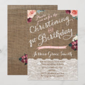 ラスティックオータムベビー祝福1歳誕生日パーティーガール 招待状 (正面/裏面)