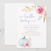 ラスティックオータムボホー パンプキン ベイビーボーイ シャワー 招待状 (正面/裏面)