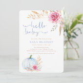 ラスティックオータムボホー パンプキン ベイビーボーイ シャワー 招待状 (スタンド正面)