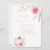 ラスティックオータムボホ　かぼちゃの赤ちゃん女の子のシャワー 招待状 (正面)