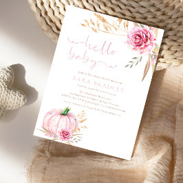 ラスティックオータムボホ　かぼちゃの赤ちゃん女の子のシャワー 招待状