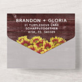 ラスティックオータム サンフラワーズ オン フェンス ウェディング オールインワン招待状 (裏面)