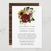 ラスティックオータム - 秋の花束 縮小された結婚式のゲスト 案内状 (正面/裏面)