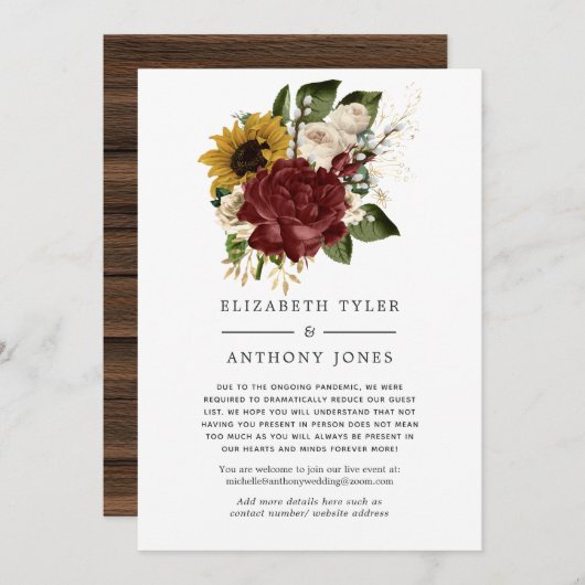 ラスティックオータム - 秋の花束 縮小された結婚式のゲスト 案内状 (正面/裏面)