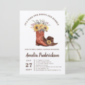 ラスティックカウガールブーツとバブルリーなブライズシャワー 招待状 (スタンド正面)