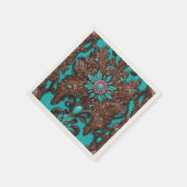 ラスティックカウガール ティール ブラウン カントリー ウエスタン パーティー スタンダードカクテルナプキン (角)