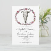 ラスティックカウスカルとローズのフラワーリング ウェディング 招待状 (スタンド正面)