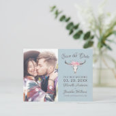 ラスティックカウスカルボーホーフラワルフォトB セーブ・ザ・デート 案内ポストカード (スタンド正面)