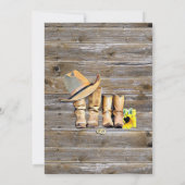 ラスティックカウボーイブーツとヒマワリの結婚式 招待状 (裏面)