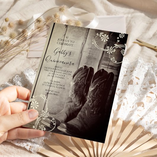 ラスティックカウボーイブーツ ウエスタン キンセアニエラパーティー 招待状