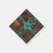 ラスティックカウボーイ ティール ブラウン カントリー ウエスタン パーティー スタンダードカクテルナプキン (角)