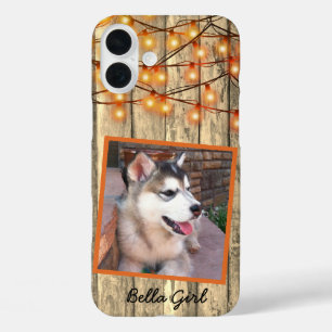 ラスティックカスタムスクエアフォトアラスカンマラミュート子犬 iPhone 16 PLUSケース