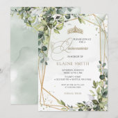 ラスティックカリグラフィーグリーン ユーカリ キンチャネラ 招待状 (正面/裏面)