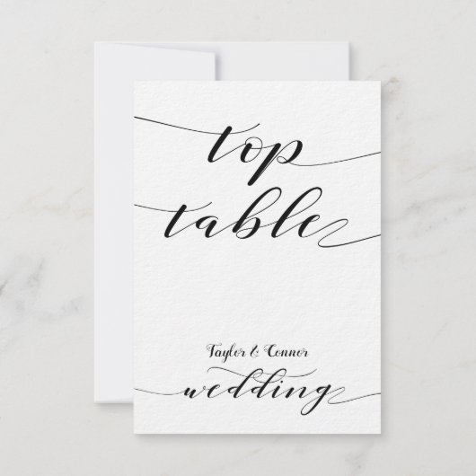 ラスティックカリグラフィー結婚式用トップヘッドテーブルカード 招待状 (裏面)