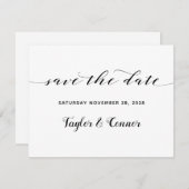 ラスティックカリグラフィー結婚式 Save The Date 招待状 (正面/裏面)