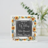 ラスティックカントリーのひまわりとパンプキンの秋の結婚式 招待状 (スタンド正面)