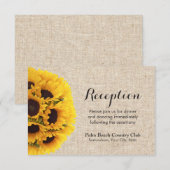 ラスティックカントリーのひまわり麻のウェディングレセプション エンクロージャーカード (正面/裏面)
