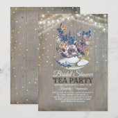 ラスティックカントリーのウェディングシャワーティーパーティー 招待状 (正面/裏面)