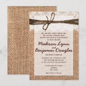 ラスティックカントリーの麻のプリント結婚式招待状 招待状 (正面/裏面)