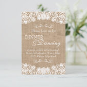 ラスティックカントリーの Burlapレース ウェディングアナウンス 招待状 (スタンド正面)